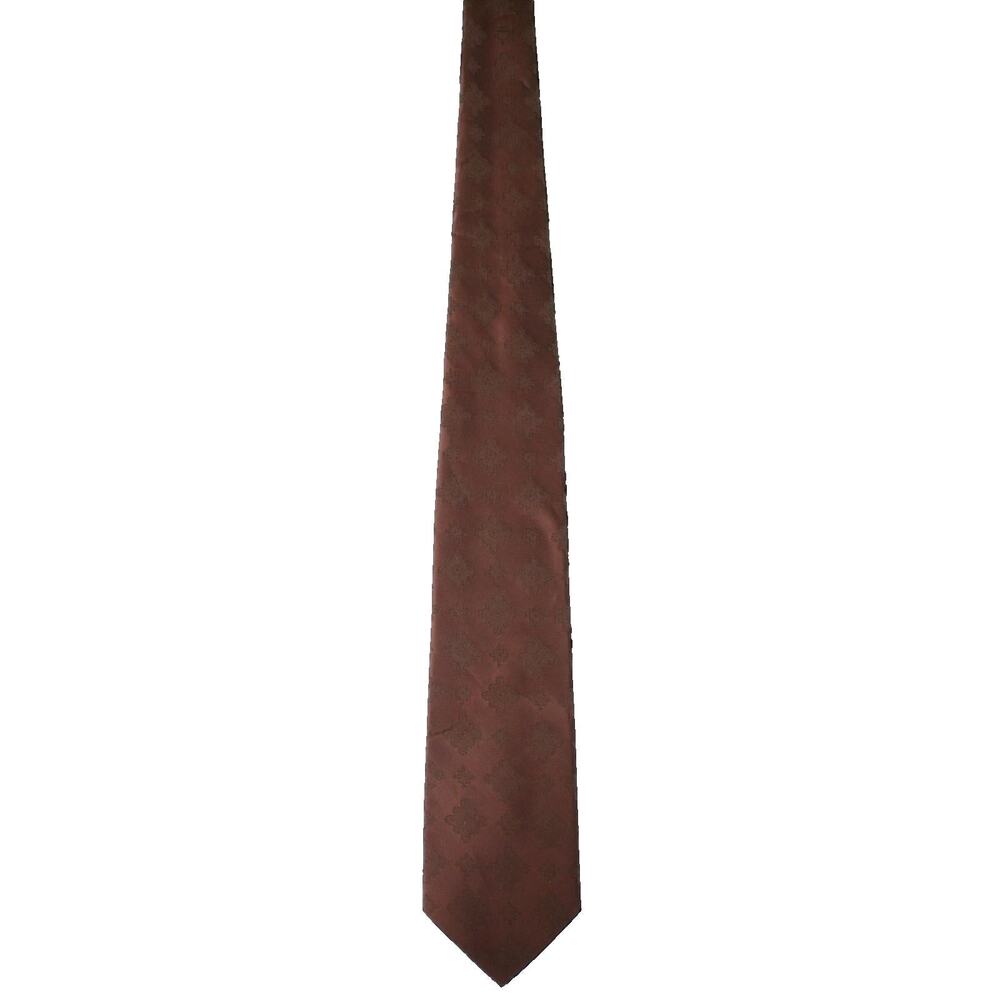 Vintage 60s Brown Embossed Diamond Skinny Tie Tergal Polyester